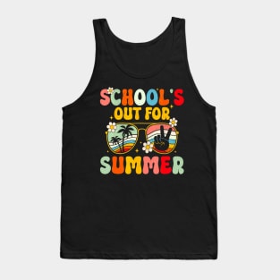 Retro Groovy School's Out For Summer Graduation Teacher Kids Tank Top